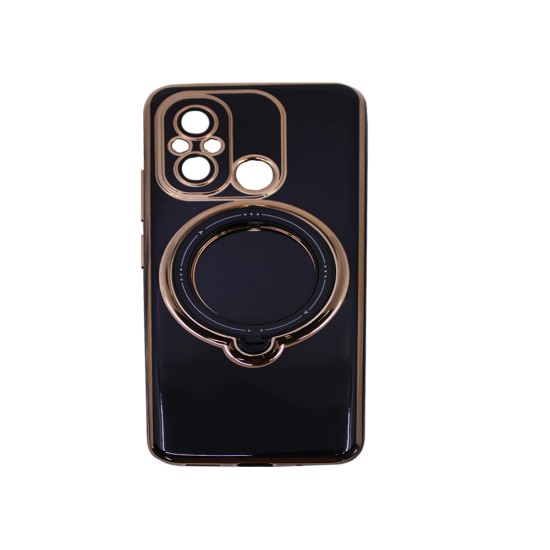 Hard Silicone Case with Camera Shield and Support Ring for Xiaomi Redmi 12c Black Hard Silicone Case with Camera Shield and Support Ring for Xiaomi Redmi 12c Black